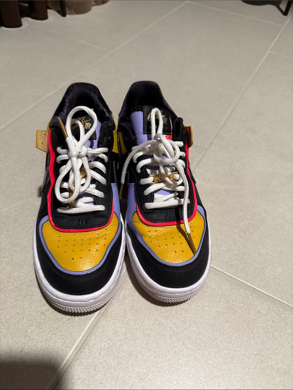 Nike Air Force 1 Multicolor Women's Fashion Sneakers. Stylish Colorblock Lace-Up